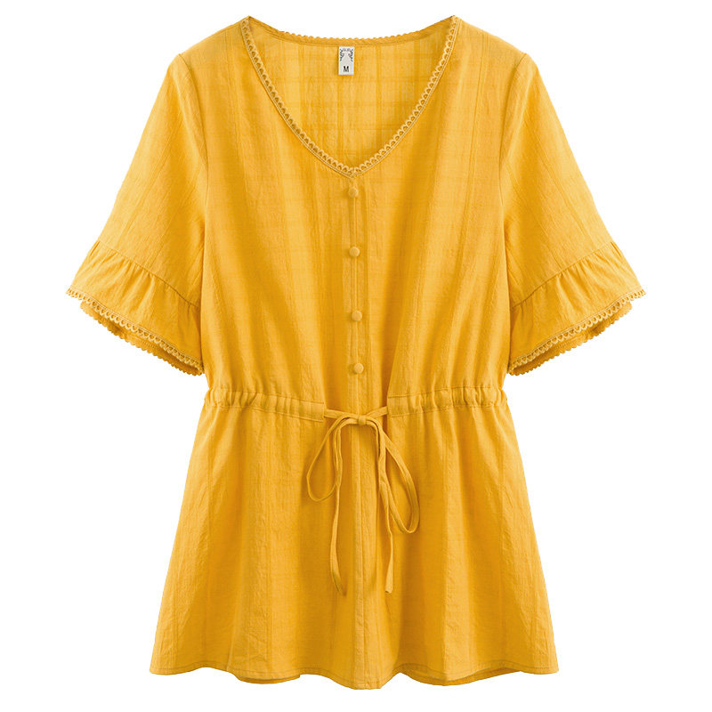 2020韩版夏季新款时尚大码宽松v领 云妃秀大码女装