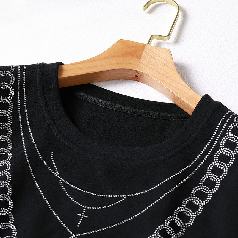 大码女装2020秋季韩版烫钻打底衫 云妃秀大码女装