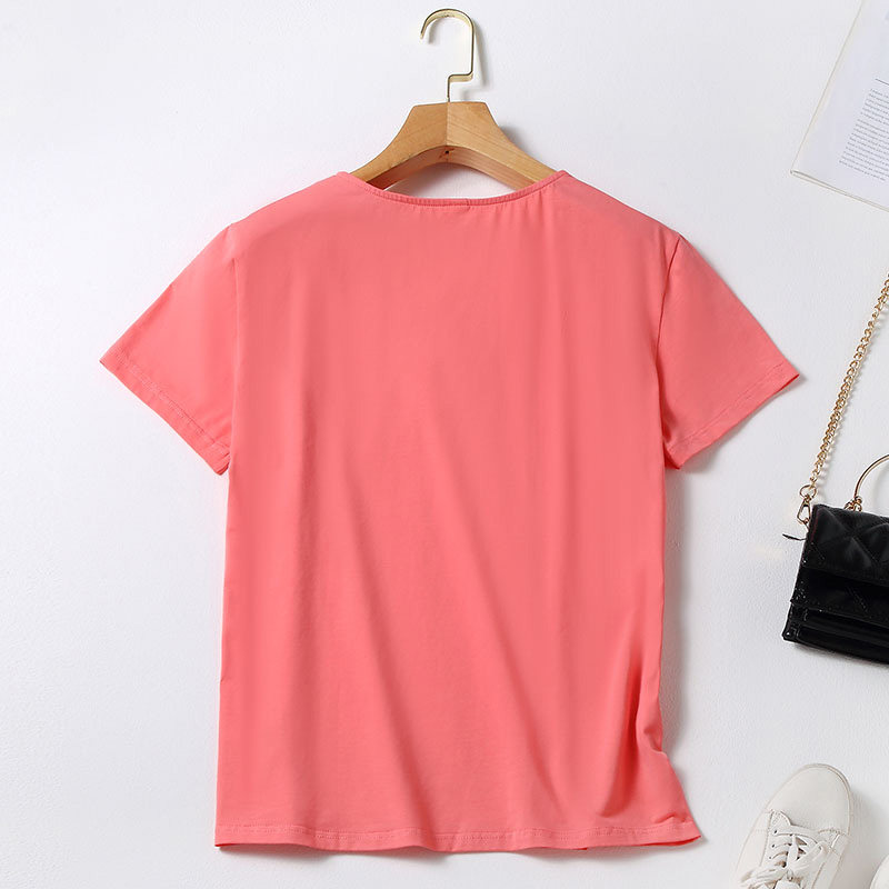 胖mm显瘦遮肉v领大码时尚宽松t恤 云妃秀大码女装