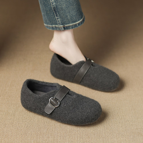 巨好看内增高勃肯鞋女秋冬加绒毛毛鞋外穿2025新款爆款玛丽珍单鞋 - 图1