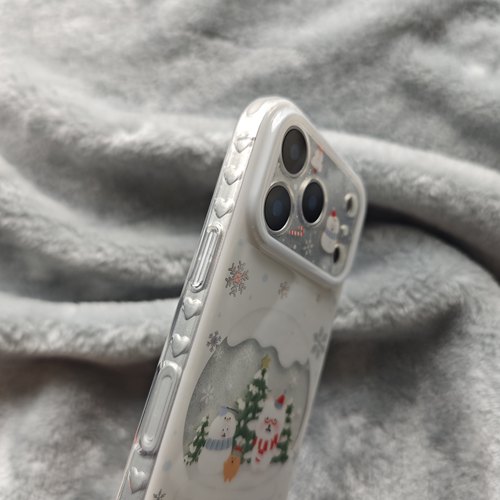 IMD卡通可爱细闪鎏金自嘲熊雪人圣诞树水晶球手机壳适用iphone17promax个性防摔苹果16亮面15趣味14创意13女 - 图2