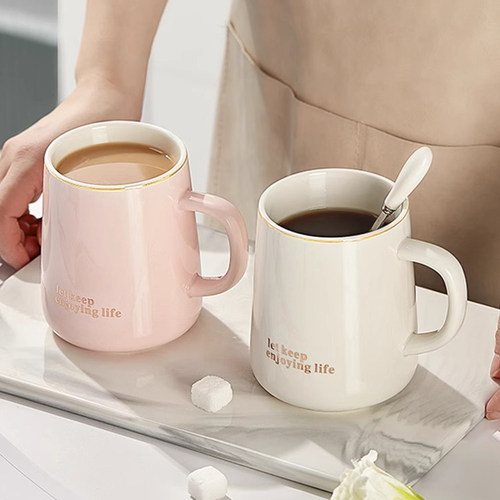 马克杯陶瓷杯子带盖勺女生新款家用高颜值情侣办公室高档咖啡水杯 - 图3