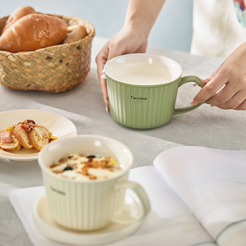 高颜值早餐杯大容量陶瓷水杯燕麦片杯可微波马克杯牛奶杯子咖啡杯