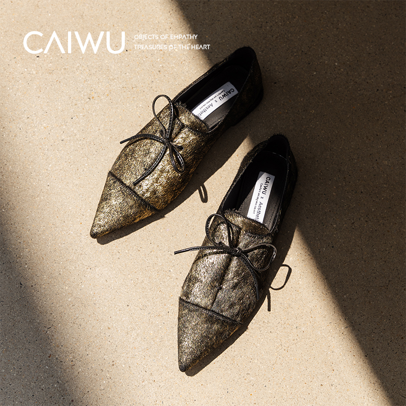 【彩物】马毛优雅复古小皮鞋2025新款真皮系带低跟尖头时尚单鞋女 - 图1