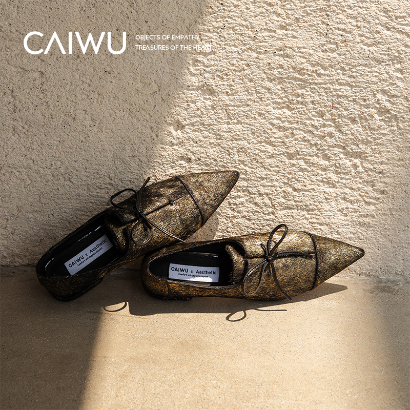 【彩物】马毛优雅复古小皮鞋2025新款真皮系带低跟尖头时尚单鞋女 - 图0