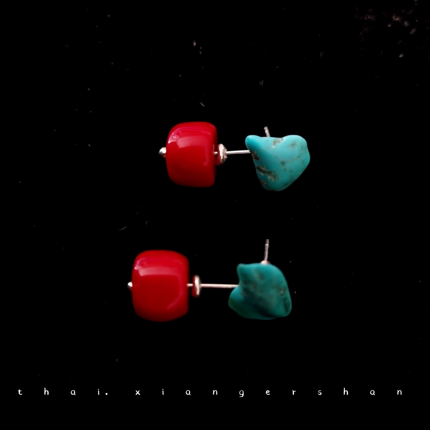 限量手工天然湖北绿松石925银耳环前后堵耳钉泰国手工银925银耳环,淘宝优惠券,粉丝福利购,淘宝优惠卷