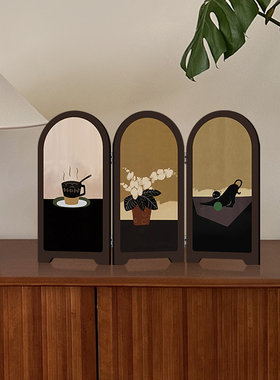 中古风桌面摆件小屏风