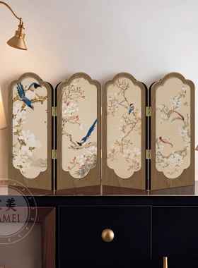 新中式花鸟屏风桌面摆件