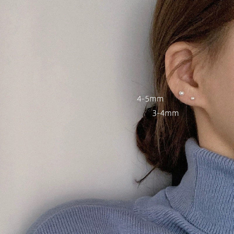 养耳洞耳钉迷你天然淡水珍珠耳环2mm耳骨钉素钉极光925银饰防过敏 - 图2