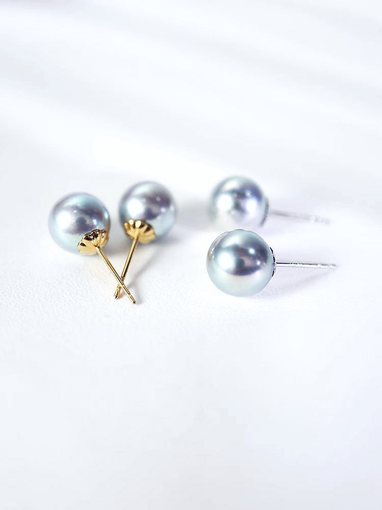 现货花珠天女基础款耳钉18k金日本akoya海水珍珠耳钉经典素钉女,淘宝优惠券,粉丝福利购,淘宝优惠卷