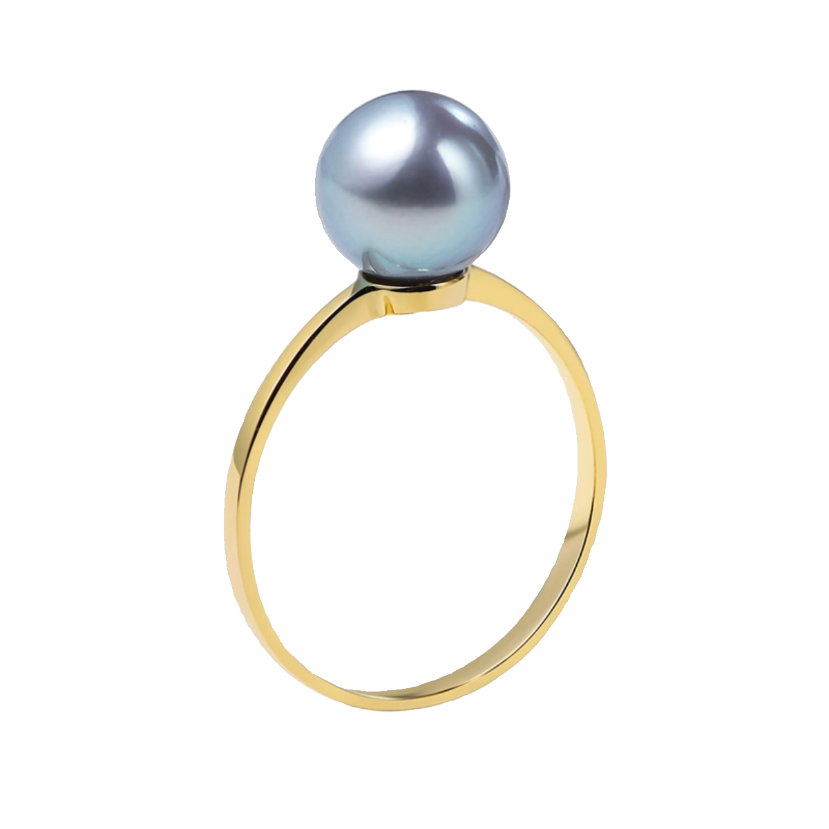Spot basic 18K gold single bead ring natural seawater pearl silver gray blue akoya true multi-hemp pearl ring