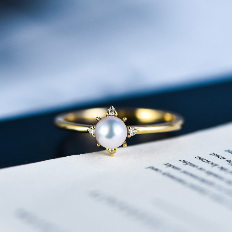 Polestar AKOYA Pearl 18K Gold Diamond Ring for Women