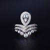 Valentine's Day gift for Queen Josephine's coronation, the same style 18k gold water drop crown set V ring pearl diamond ring