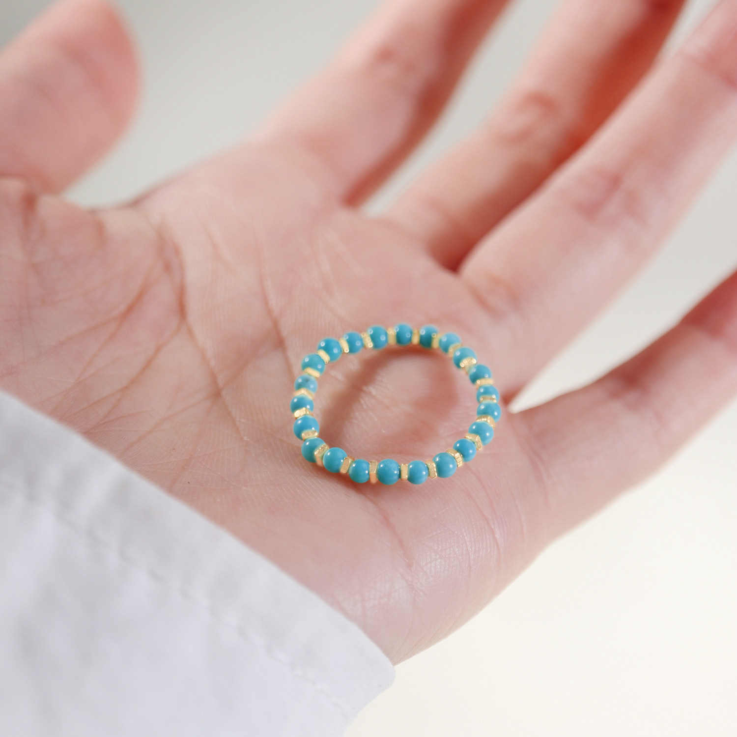 Lucky and protective turquoise gold transit ring for women