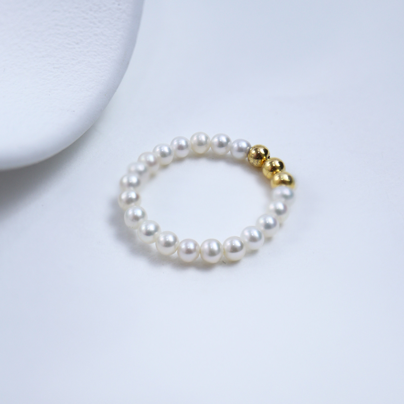 珍珠戒指女18k真金转运小金球极细2mm天然珍珠戒指满圈可DIY素戒,淘宝优惠券,粉丝福利购,淘宝优惠卷