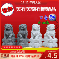 Hanbai jade marble green stone lion pair look at the door town home Home Swing vase fragrant stove tombs set to be stone sculptures