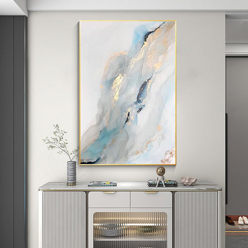 手绘油画入户轻奢高级感玄关装饰画客厅挂画走廊过道壁画 - 图1