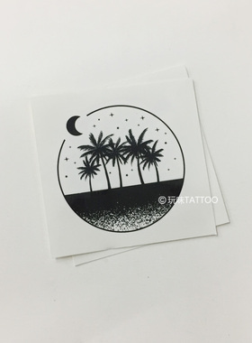 椰子海岛纹身贴玩味tattoo原宿风