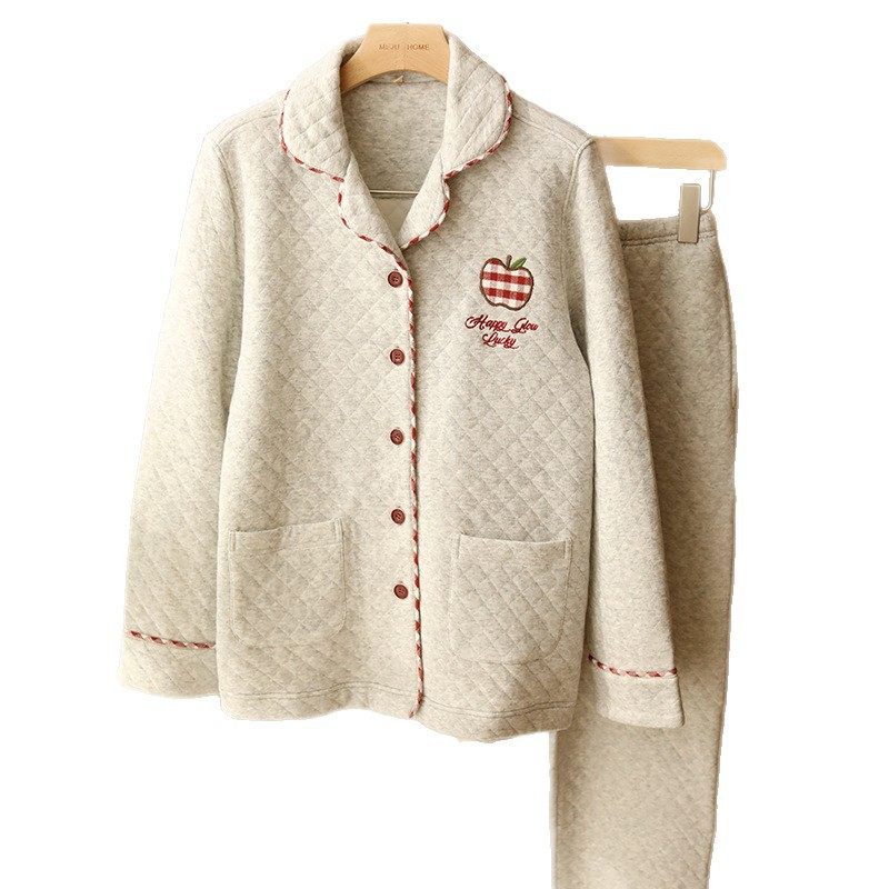 蔓秋MEJU男女情侣保暖睡衣秋冬三层夹棉空气棉套装加厚简约家居服,淘宝优惠券,粉丝福利购,淘宝优惠卷