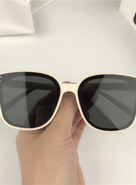 Jm墨镜女奶白色框大脸显瘦2023新款潮圆小脸款太阳镜方防紫外线