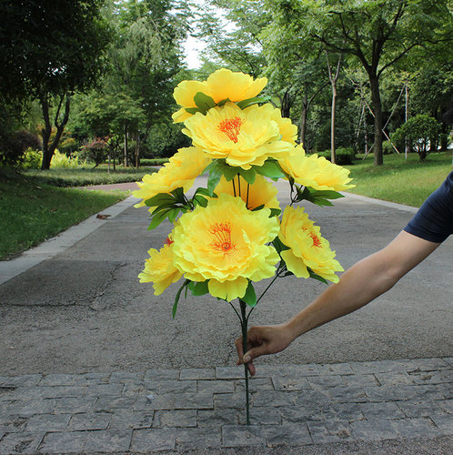 绢花大牡丹花束仿真9头牡丹便宜花清明花塑料花扫墓花装饰花包邮