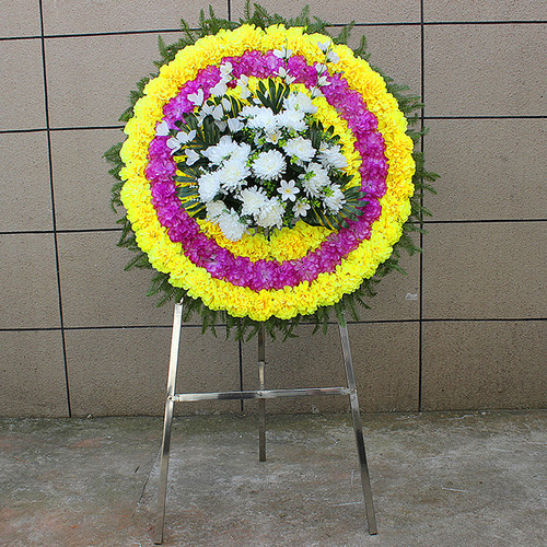 追悼花圈仿真花圈1米菊花圈殡仪馆摆放花圈塑料假花圈陵园祭饰花 - 图3