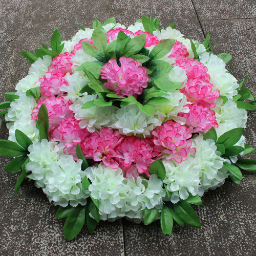 祭祀清明花扫墓花60厘米仿真菊花圈陵园公墓碑花殡仪白事塑料花圈 - 图2