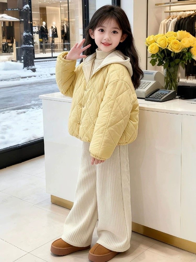 女童加绒棉衣秋冬装2025新款儿童中大童韩版棉服宝宝洋气加厚外套,淘宝优惠券,粉丝福利购,淘宝优惠卷