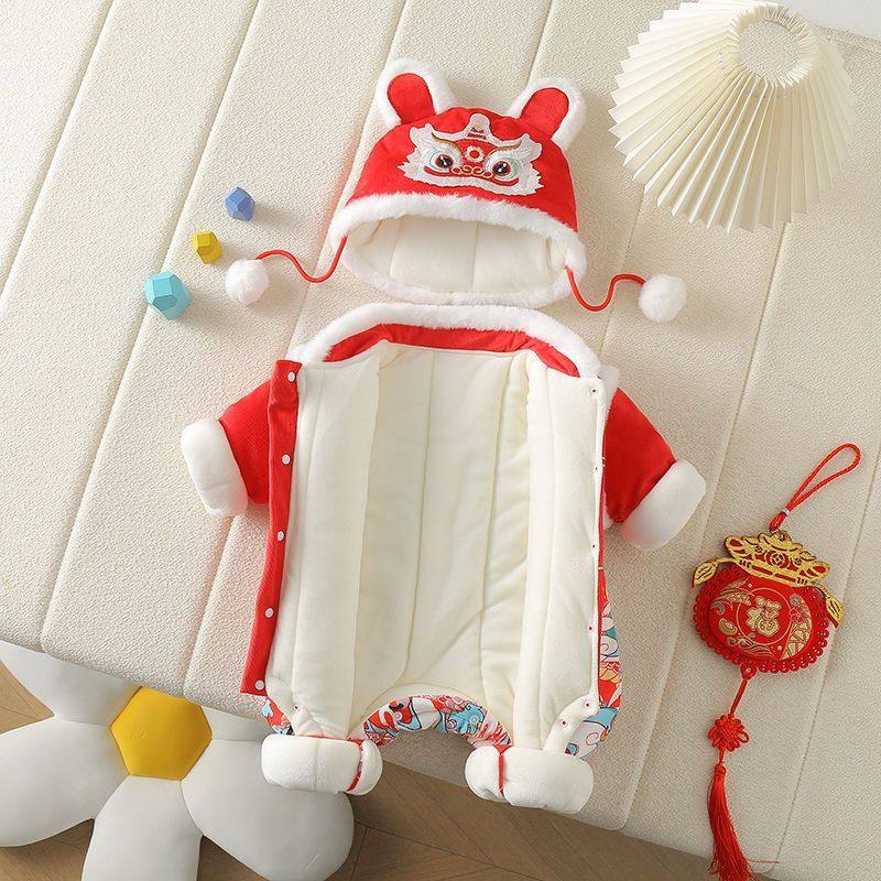 婴儿冬季加厚连体衣周岁礼服宝宝龙年拜年满月百天喜庆新年棉衣服,淘宝优惠券,粉丝福利购,淘宝优惠卷