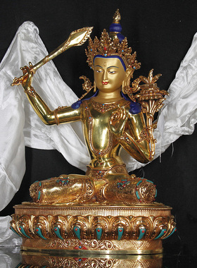 尼泊尔鎏金文殊菩萨密宗佛像