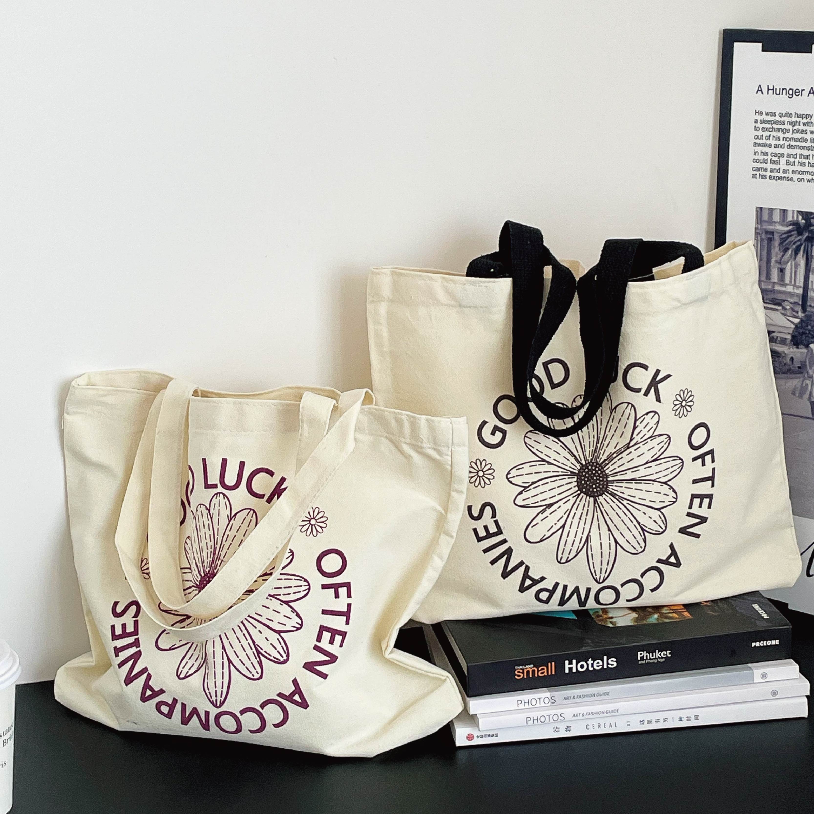 原创小众新款2024手提帆布包男女夏上课大学生通勤外出单肩环保袋 - 图0