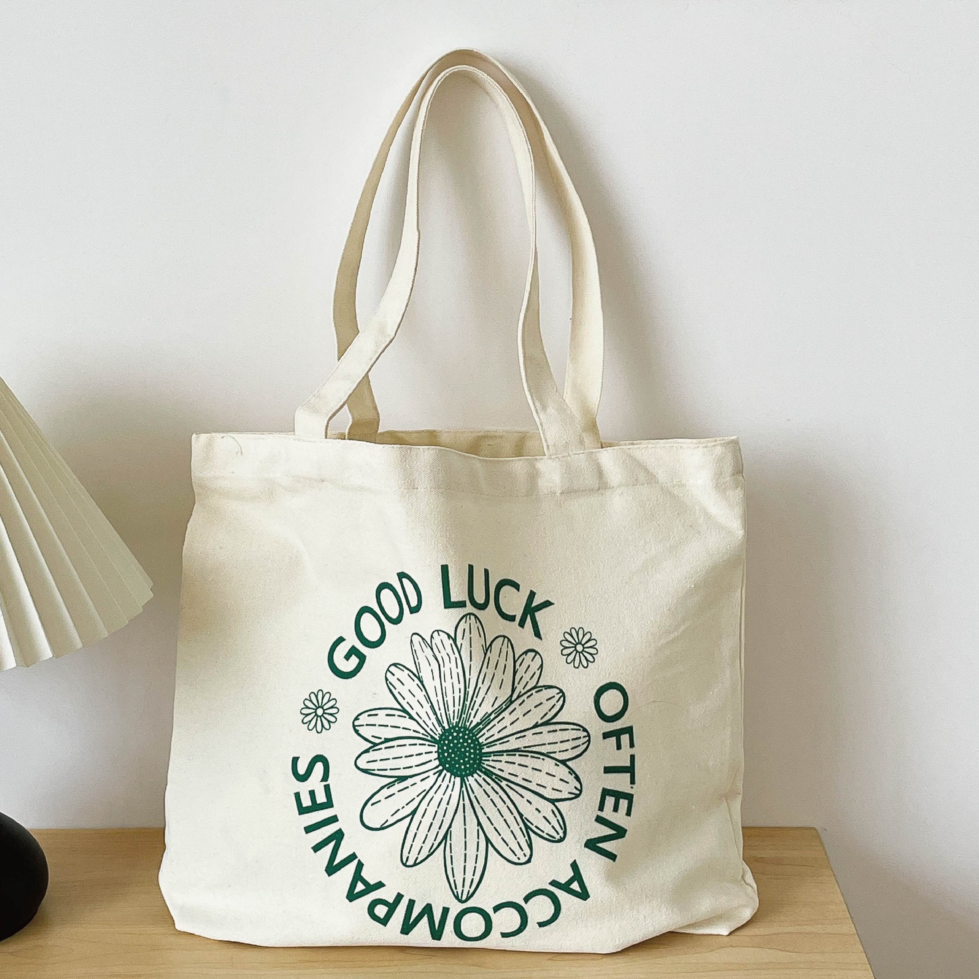 原创小众新款2024手提帆布包男女夏上课大学生通勤外出单肩环保袋 - 图1