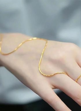 24K沙金蛇骨项链女 柔韧不易变形 轻奢显白锁骨链叠戴高级感金链