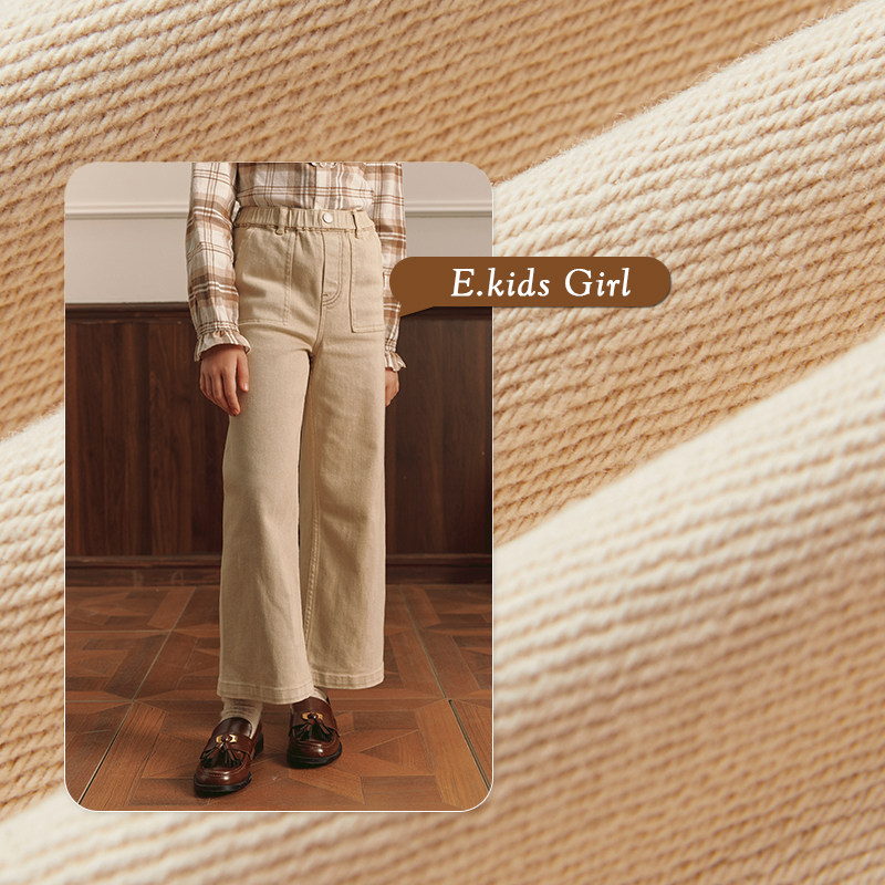 eland kids衣恋童装女童牛仔裤春秋简约时尚松紧腰休闲直筒裤子,淘宝优惠券,粉丝福利购,淘宝优惠卷