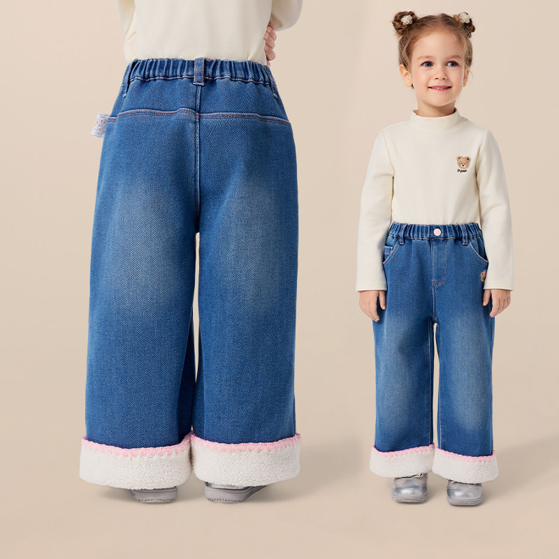 PawinPaw卡通小熊童装25年秋冬新款女宝宝加绒牛仔裤宽松保暖百搭,淘宝优惠券,粉丝福利购,淘宝优惠卷