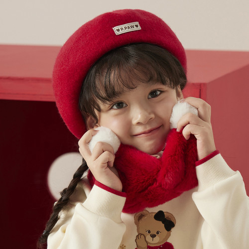 PawinPaw卡通小熊童装秋冬男女童围巾舒适保暖可爱 - 图1