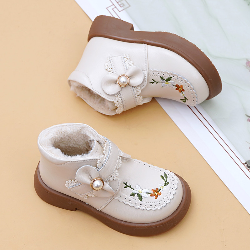 中国风女童靴真皮加绒棉靴子公主鞋防滑软底宝宝靴儿童皮靴秋冬季,淘宝优惠券,粉丝福利购,淘宝优惠卷