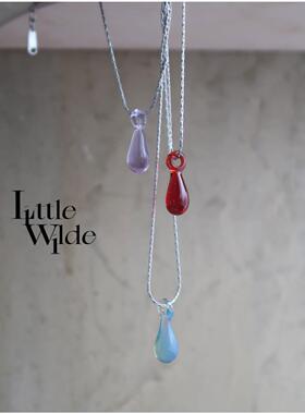 开罗紫玫瑰 | littlewilde原创紫色薰衣草泪滴灯工玻璃吊坠项链