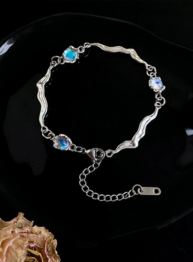 蓝色不规则手链女新款轻奢