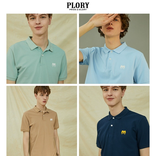 Летняя однотонная хлопковая футболка polo, с вышивкой, короткий рукав, свободный крой