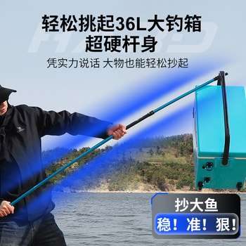 Woding copy net rod carbon rod ultra-light ແລະ ultra-hard telescopic bare rod fishing folding fish protection large object operation net head complete set