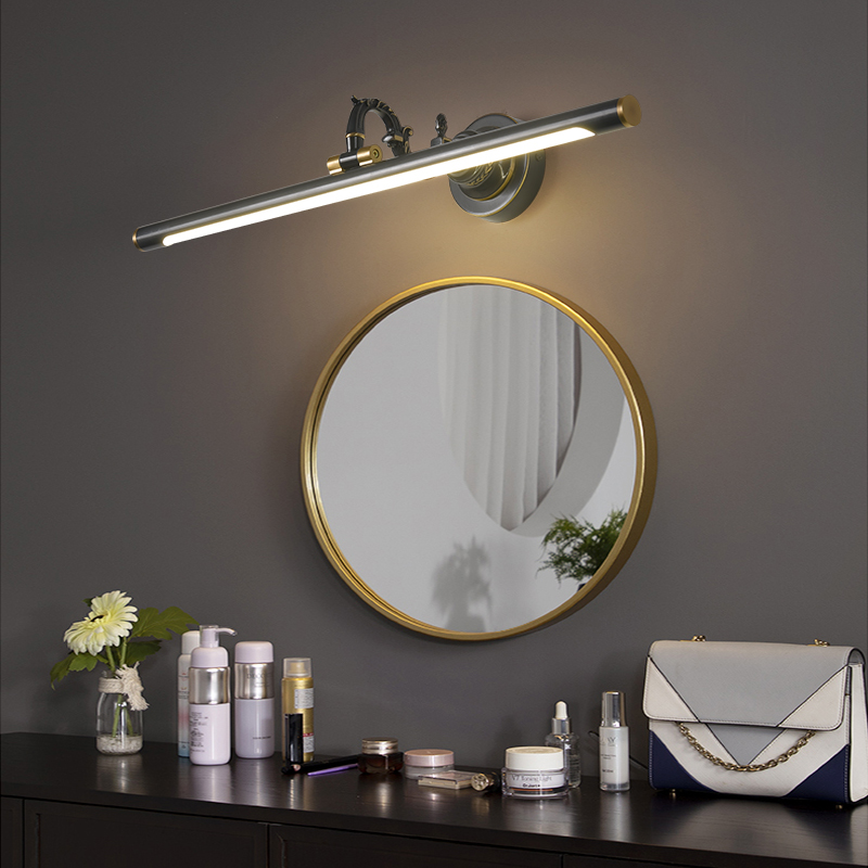 全铜Led欧式镜前灯卫生间浴室镜柜灯防水美式壁灯复古镜浴柜灯具 - 图0