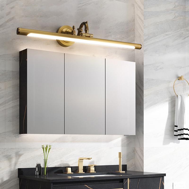 全铜Led欧式镜前灯卫生间浴室镜柜灯防水美式壁灯复古镜浴柜灯具 - 图1