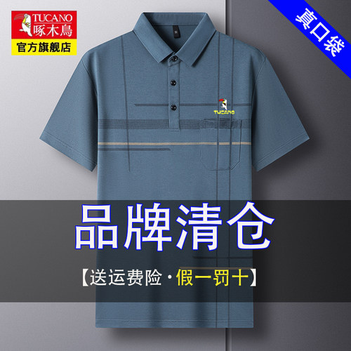 啄木鸟男士短袖t恤中年爸爸夏装真口袋2026年新款冰丝半袖polo衫 - 图3