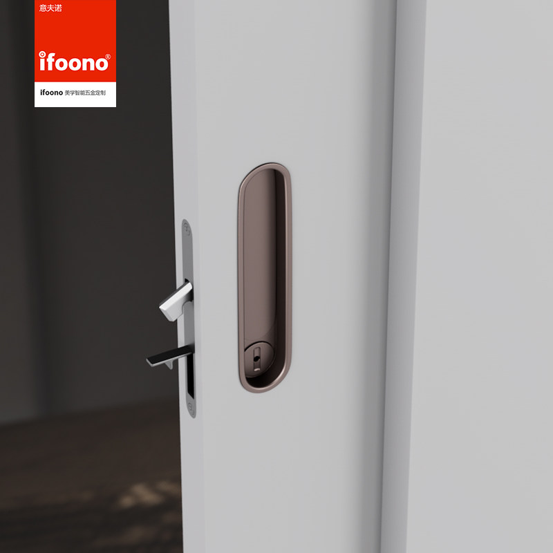 ifoono白色口袋门木移门锁推拉门锁带侧装拉手厨房卧室隐形门钩锁,淘宝优惠券,粉丝福利购,淘宝优惠卷