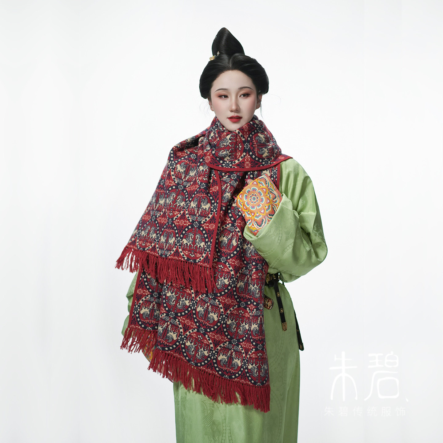 「朱碧」联珠翼马纹 唐制秋冬汉服含羊毛法门寺披衫/丝绒齐胸裙,淘宝优惠券,粉丝福利购,淘宝优惠卷