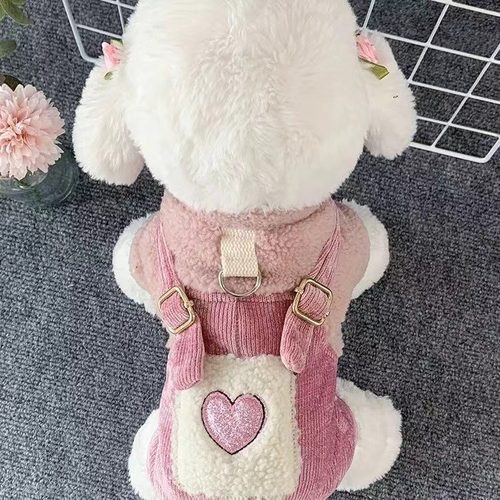 狗狗衣服宠物猫咪冬季加厚保暖棉衣四脚可爱牵引泰迪博美比熊小狗 - 图1