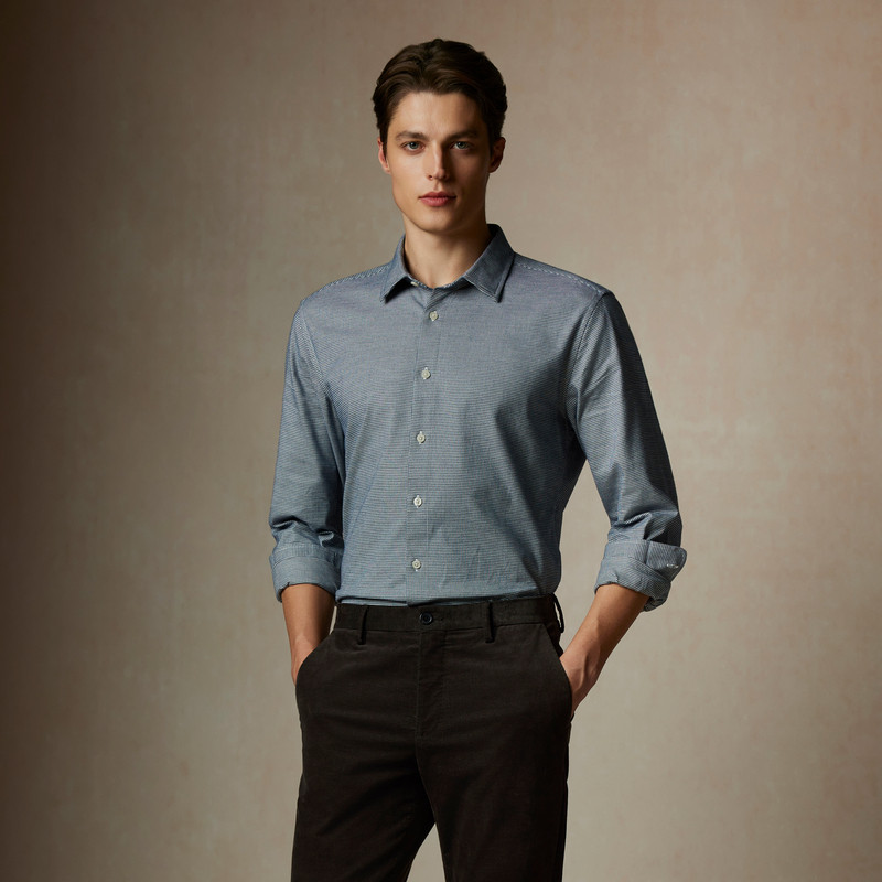 【新疆棉】SCOFIELD男士24年秋季新款千鸟格时尚休闲商务长袖衬衫