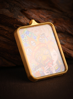 西藏唐卡大黑天吊坠六臂玛哈嘎拉项链小唐卡嘎乌盒饰品本命年挂件