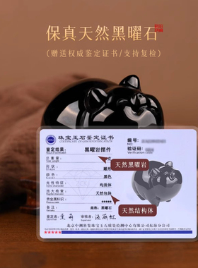 天然黑曜石猪摆件黑色生肖猪客厅卧室家居吉祥物办公室摆设装饰品